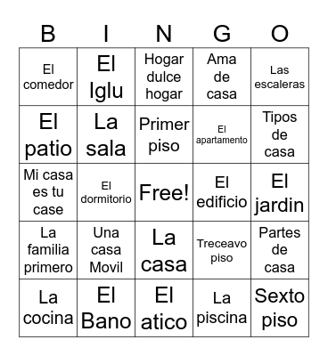 Mi Casa Bingo Card