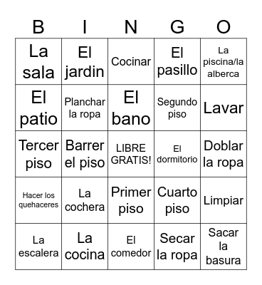 La Casa Bingo Card