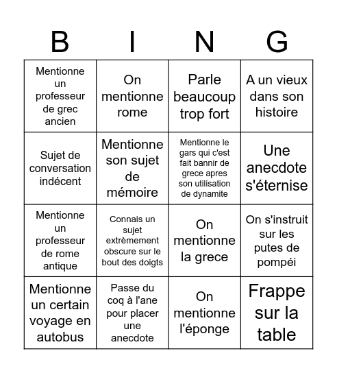 Bingo Édouard Bingo Card