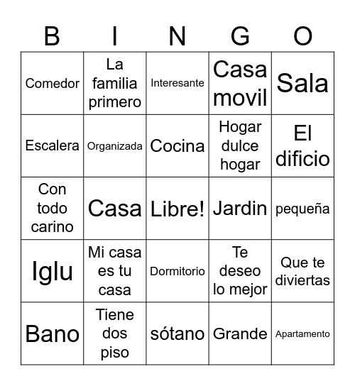 La casa Bingo Card