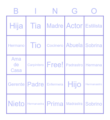 La Familia Bingo Card