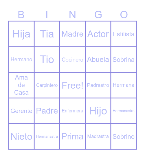 La Familia Bingo Card