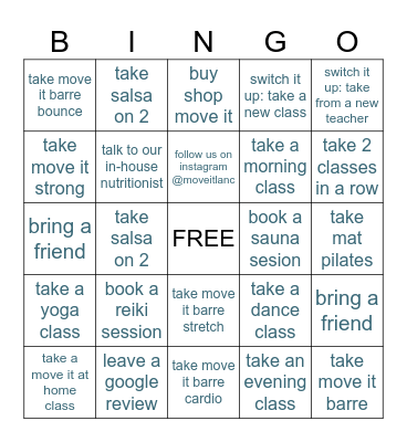 LOVE MOVE IT Bingo Card