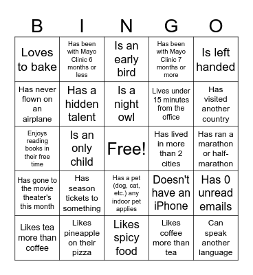 GPW Bingo Card