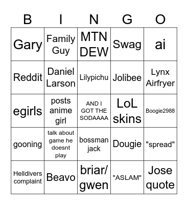 AALLNN77 BINGO Card