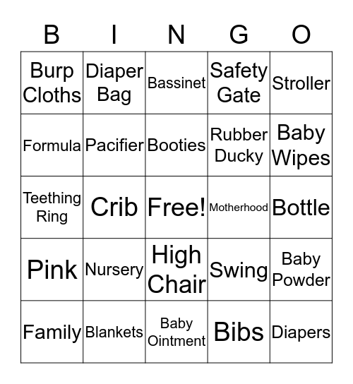 Baby Bingo Card