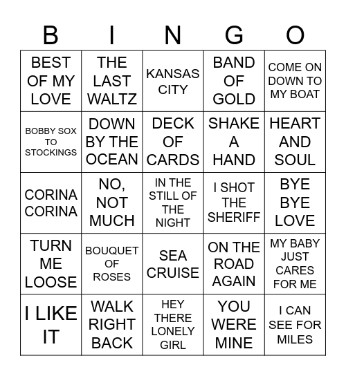 Music Bingo #47  -  WHATEVER 3 Bingo Card