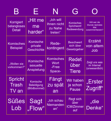 Bingo Benno Bingo Card