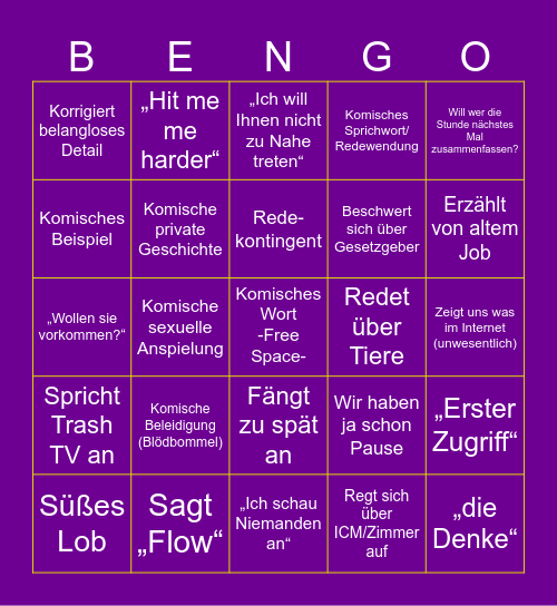 Bingo Benno Bingo Card