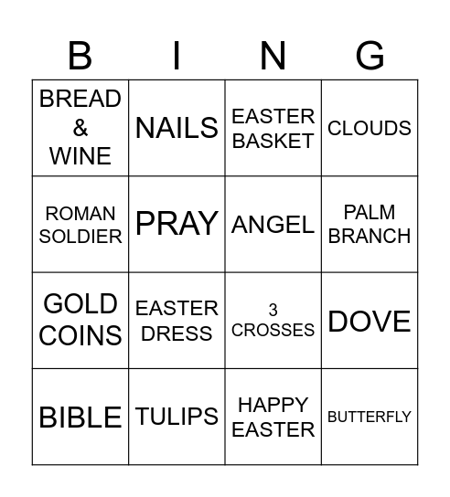 Easter Bingo Card