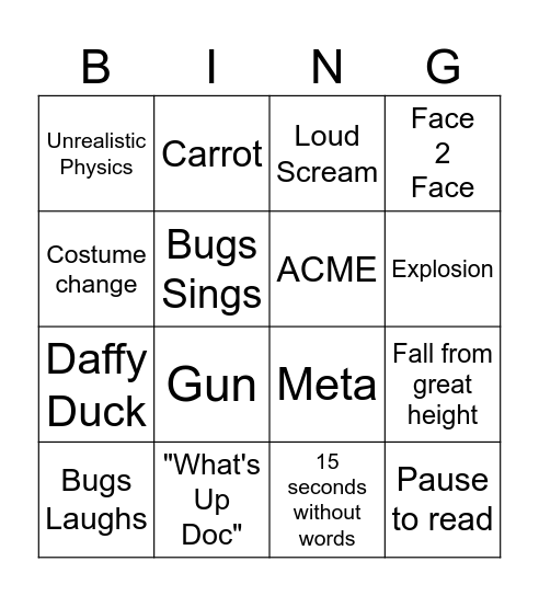 Bugs Bunny Bingo Card