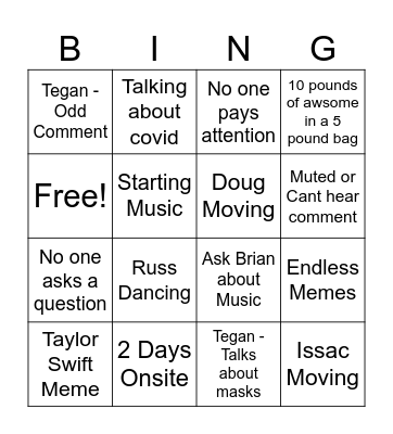 Staff Bingo Card