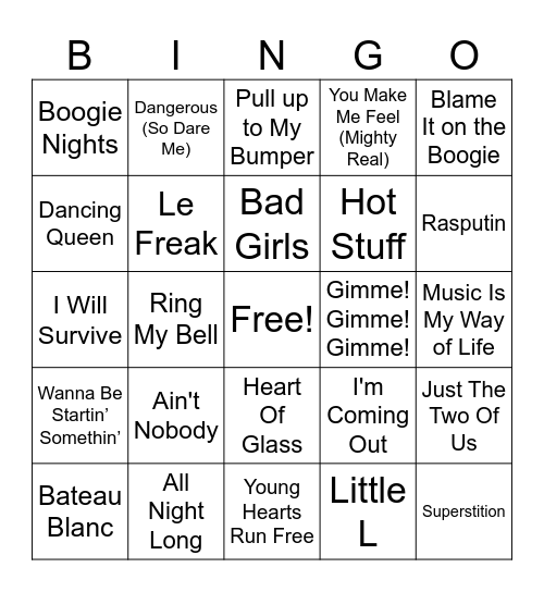 Disco Bingo Card