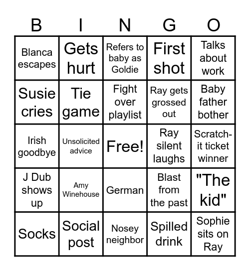 Baby Shower Bingo Card