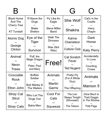 Bingo At The Zoo Bingo Card