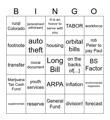 Long Bill Bingo Card