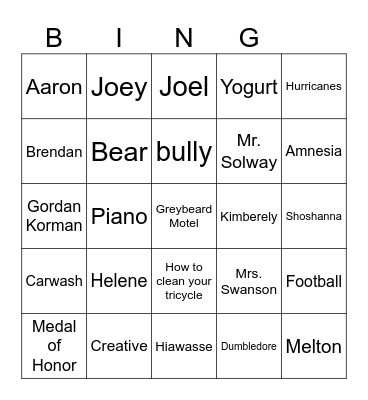 Restart Bingo Card