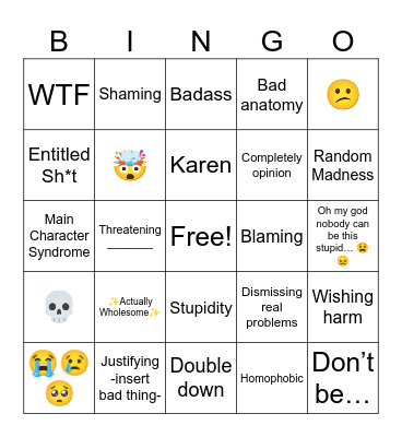 clicky wicky Bingo Card
