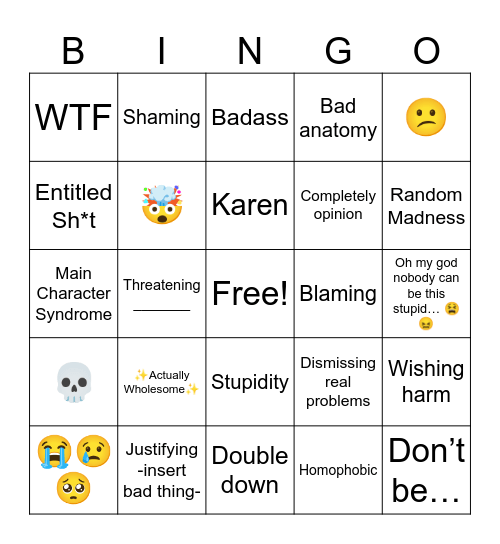 clicky wicky Bingo Card