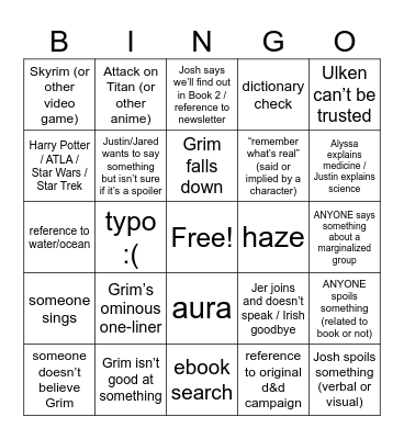 An Ocean of Others Ch 27 Bingo Card