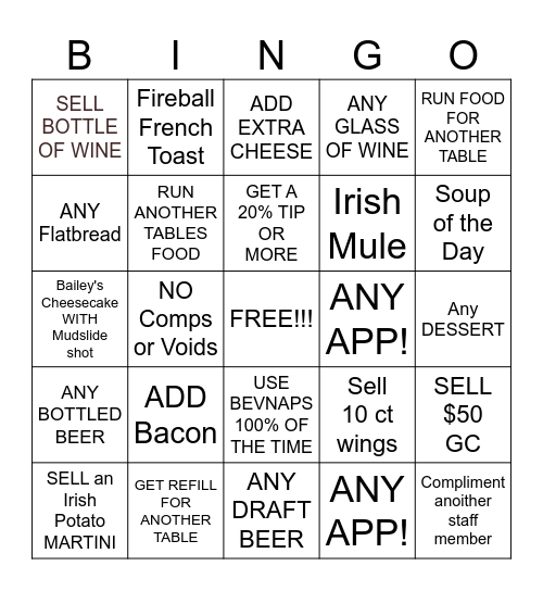 SERVER BINGO Card