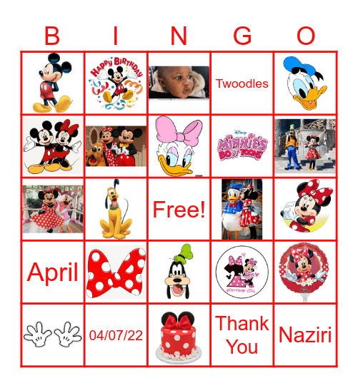 Naziri's 2nd BIRTHDAY Bingo Card