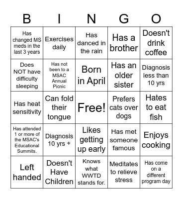 MSAC Bingo Card