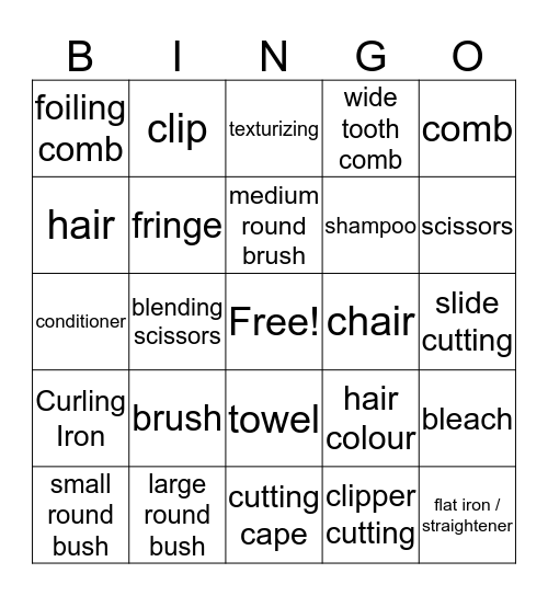Hair words Bingo Card