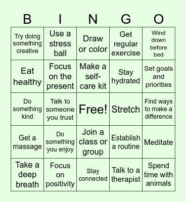 MENTAL HEALTH AWARENESS BINGO Card