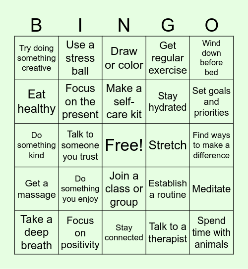 MENTAL HEALTH AWARENESS BINGO Card