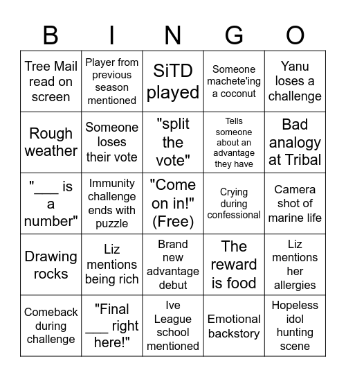 Survivor 46 - 5 Bingo Card