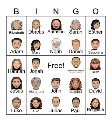 BIBLE CHARACTER BINGO Card