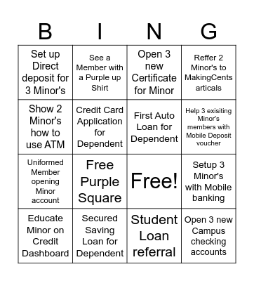 Military Child Month Bingo Card