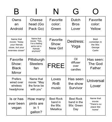 WALGREENS Bingo Card