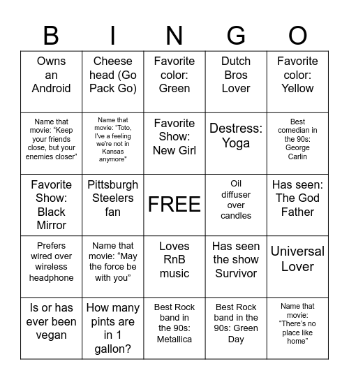 WALGREENS Bingo Card