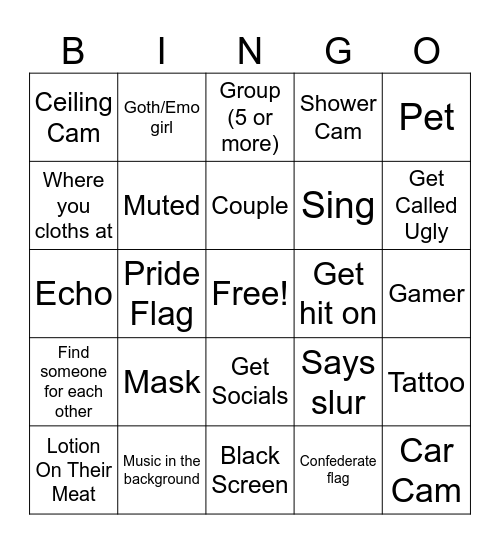 Amity's Omegle Bingo v2 Bingo Card