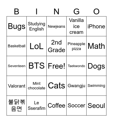 What do you think about...? Bingo Card