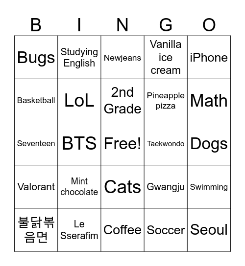 What do you think about...? Bingo Card