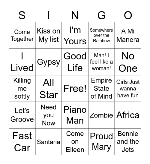 LET'S BOOGIE Bingo Card