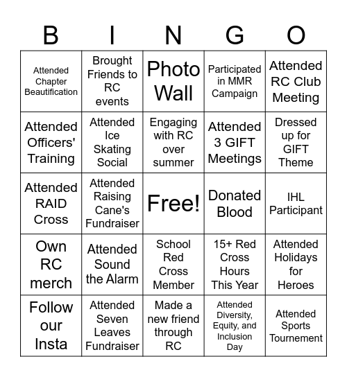 Splash into summer bingo card