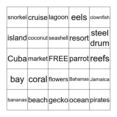 Caribbean Day Bingo Card