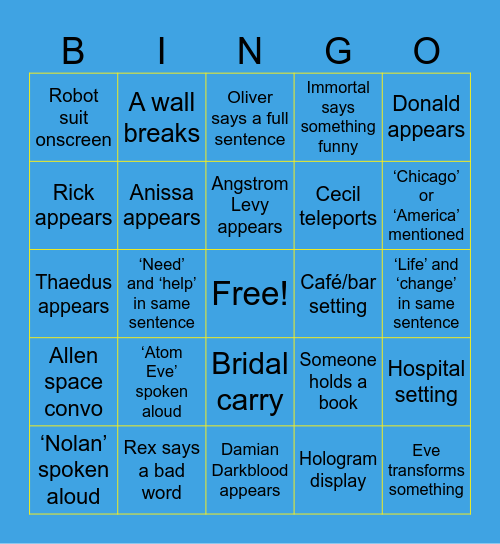 #InvincibleThursday Bingo Card