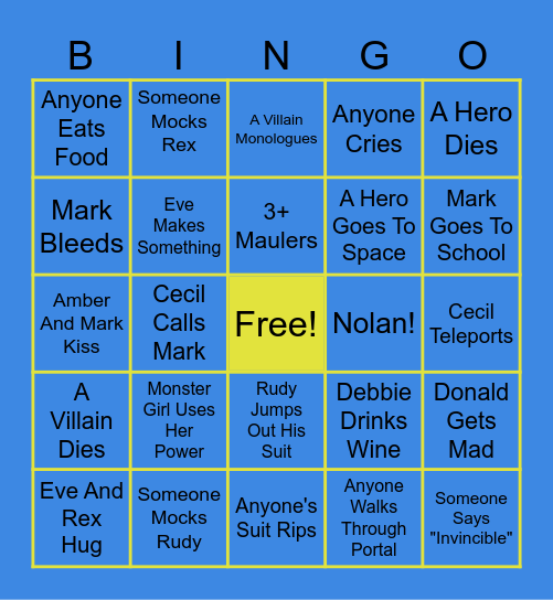 #InvincibleThursday Bingo Card