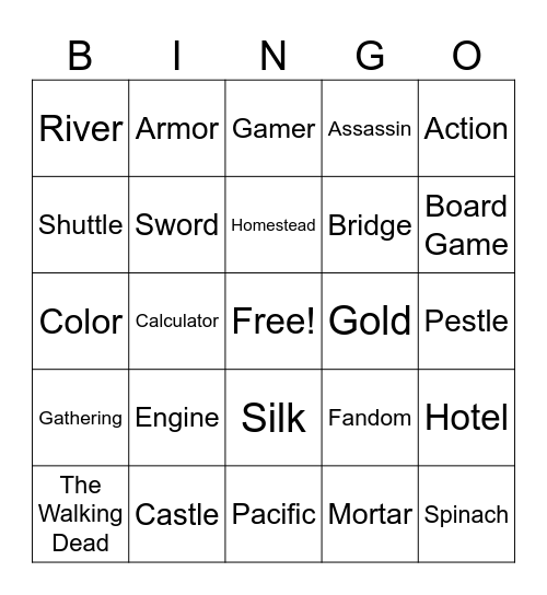 Color of Fandom Game #2 Bingo Card