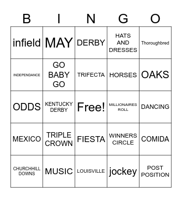 CINCO DE DERBY Bingo Card