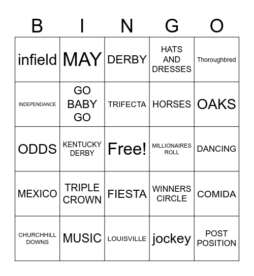 CINCO DE DERBY Bingo Card