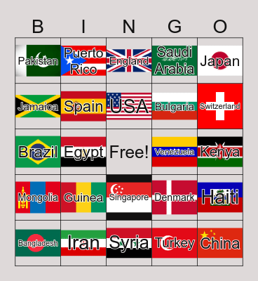 Country Flag BINGO Card