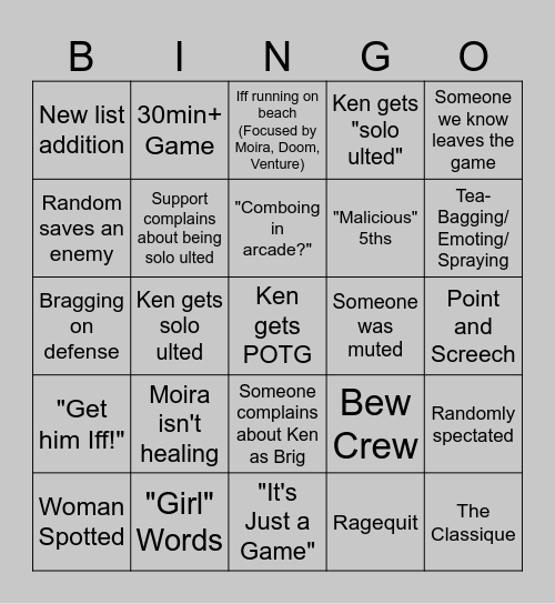 Overwatch Bingo Card