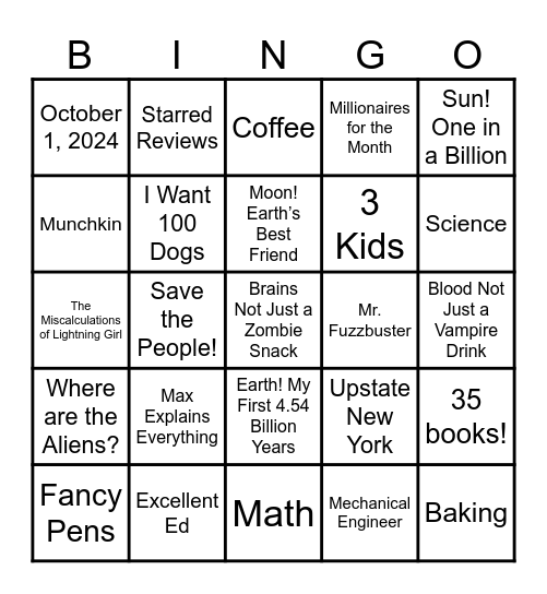 Stacy McAnulty Bingo Card