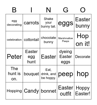 Easter Bingo Card